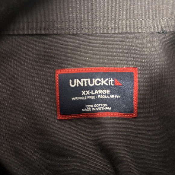 UNTUCKit Dress Shirt Mens 2XL Black Stone Wrinkle-Free Regular Fit Button Down - Picture 4 of 15